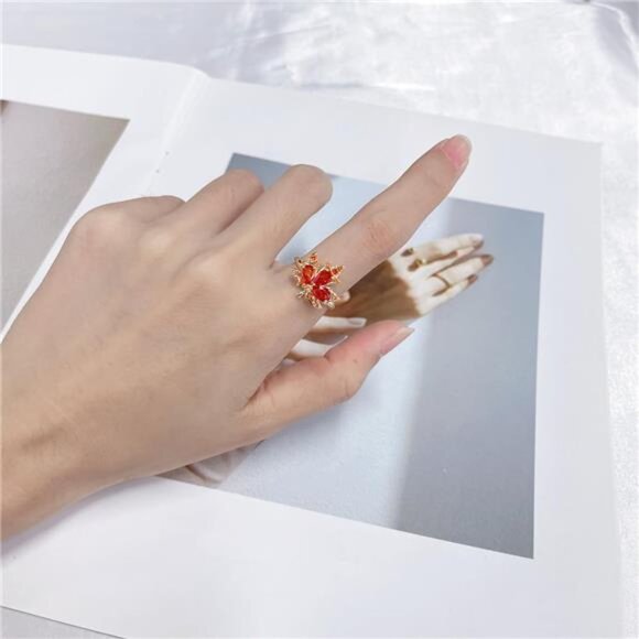 Adjustable Maple Leaf Wrap Ring – Nature Inspired, Copper, Canadian Pride Gift - Picture 3 of 4